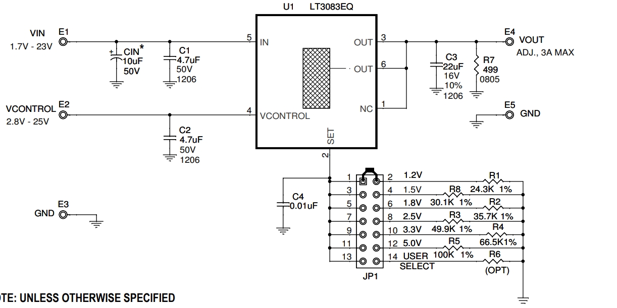 LT3083EQ 3A可调节线性调节器演示板DC1585A