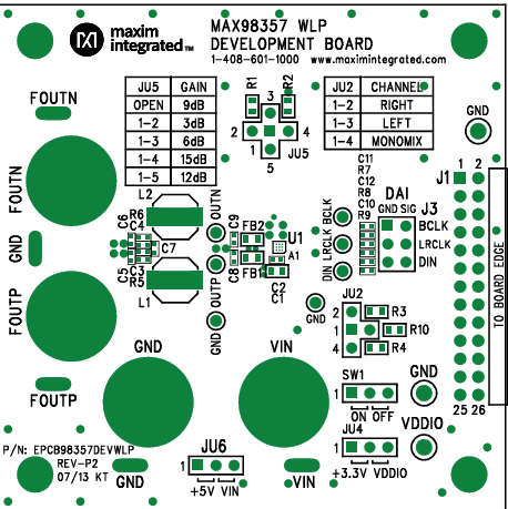 MAX98357 I2S数字输入D类功率放大器评估板