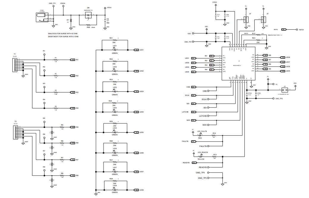 MAX22199 八通道工业数字输入评估套件