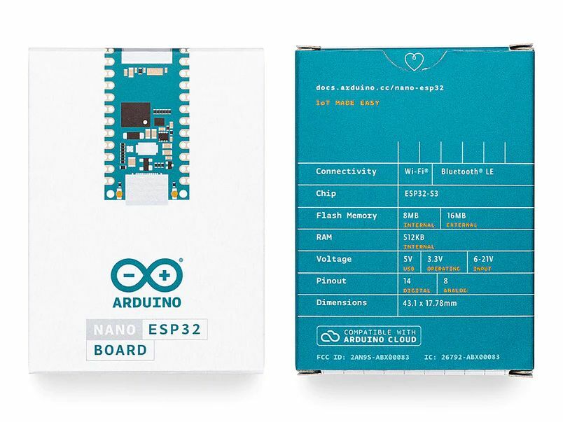 Arduino Nano ESP32 - ESP32S3, Wi-Fi, Bluetooth, 14x digital I/O, 8x ...